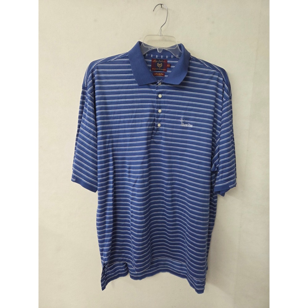 Byron Nelson Polo Shirt Mens XXL Blue Striped Eleven Straight Burnt Pine Golf